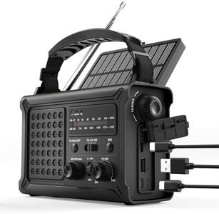 Upgraded Emergency Weather Radio - Hand Crank & Solar Powered, NOAA/AM/FM Radio with Weather Alert, Portable USB Charger, Flashlight, Reading Lamp, SOS for Home Emergency Kit, Camping & Outdoor Black