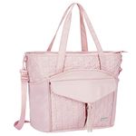 Utility Teacher Tote Bag for Women Work Bags Quilted Large Nurse Tote Bag with Pockets for 15.6" Laptop for Teacher Supplies, Pink, L