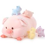 MorisMos Big Pig Plush Pillow, 50cm Pink Mommy Pig with 4 Cute Babies Inside Large Fluffy Pig Teddy Soft Toy Kawaii Giant Pig Stuffed Animals Present for Boys Girls Birthday Christmas Deco