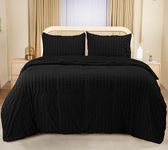 Utopia Bedding Seersucker Duvet Cover - King Size Duvet Cover Set with Pillowcases - Soft Microfibre Polyester Seersucker Bedding (Black)