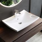 Mai & Mai Bathroom Sink Basin Countertop Wash Basin | Ceramic White Rectangular Wall Mounted | WDH: 60x44x18cm | Modern Design Bathroom Vessel Sink | Nano-Coating Brüssel709