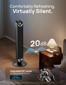 DREO Smart Silent Tower Fan – 9 Speeds, 90° Oscillating, WiFi/Alexa, 12H Timer