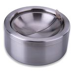 hanlongyu Outdoor Ashtray with Lid, Flip Top Stainless Steel Ash Tray, Metal Windproof Cigarette Ashtrays for Indoor or Outdoor Use, Desktop Ashtray Office Patio Home Decor