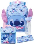 Disney Lilo and Stitch Girls Backpack | Kids Alien Character Merchandise 3D Ears School Rucksack Pencil Case and Water Bottle | Back to School Bag Gifts