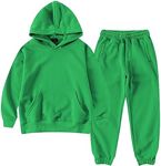 amropi Boy's Hooded Tracksuit Pullover Sweatshirt Jogging Pants Set 2 Pieces Sweatsuit Green, 7-8 Years