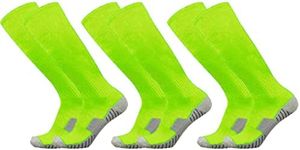 Thaplay Baseball Socks 3 Pairs for Kid Youth Adult(4-20 Years Old) Team Sport Athletic Soccer Socks Cushion Breathable Softball Socks (Medium, Neon Green 3 Pairs)