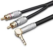 Primeda Audiophile Audio Cable Stereo 3.5mm Male to 2 RCA Male Hi Fi for MP3,CD,Speakers,Home Theater,HDTV (Right angle 3.5mm (3 Feet))