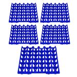 5PCS Plastic Egg Flats 30 Cell Egg Crates Holder Tray for Storage Transportation Home Farm Supplies (Blue)