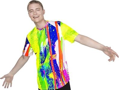 aofmoka Neon Glow Blacklight Present Mom Dad Christmas Liquid Madness Monroe Makeup Ladies Psychedelic Holiday Humor Visual Party Artwear Colorful Fashion Expression Radiant Pattern Medium T-Shirt