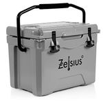 Zelsius Cool Box 25 litres | Grey | Coolbox | Portable cooling box | Thermobox for hot and cold | Food storage | Insulated | Travel cooler | Outdoor food, drink storage | Ice cooler | Multifunctional