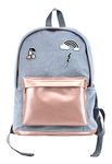 Lauren & Johnny 25001 Lauren Backpack, 11.96 x 5.23 x 16.49 Inches, Fits up to 15.6 Inch Laptop, Denim and Rose Gold