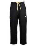JONATHAN UNIFORM Cargo Scrub Trousers Mens - Super Soft Stretch, Anti-Wrinkle, 5 Pockets Workwear Pants (Black, S)
