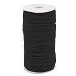 Kioiner 5mm Flat Elastic Band, 70 Yards Flat Stretch Elastic Cord, Heavy Stretch Knit Strap Roll Elastic Spool Elastic Bands for Sewing Clothes Craft DIY Bed Sheets Mask Hats Cuffs Rope (Black)