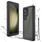 Miimall for Samsung Galaxy S24 Ultra Waterproof Case, [Built-in Tempered Glass Screen Protector & TPU frame & Clear Back] 360°Full Coverage Silicone Shockproof Cover for Galaxy S24 Ultra-Black