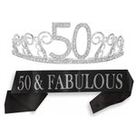 50th Tiara and Sash,50 Crown for Women,50 Tiara for Women,50th Birthday Gifts for Women,50th Birthday Gift Ideas