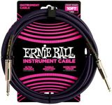 Ernie Ball 10' Braided Straight Straight Inst Cable Purple Black