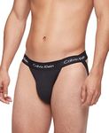 Calvin Klein Men's Cotton Stretch 3-Pack Jock Strap, 3 Black, Medium