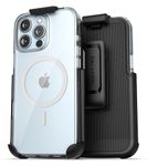 Encased Magnetic Case Designed for iPhone 16 Pro Case with Belt Clip Holster, Compatible with MagSafe (Clear)