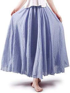 OCHENTA Women's Casual Cotton Long Maxi Skirt Flowy Boho for Summer Beach Goth Fairy Renaissance Weekend Skirts 85CM Ink blue