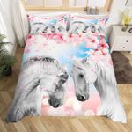 Homemissing Super King Ma Comforter Cover Set couple white flying horse bed decoration cherry blossom Duvet Cover love wildlife tree branch decoration Comforter Cover Set collection room