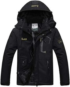 donhobo Womens Waterproof Jacket Winter Warm Fleece With Hood Windproof Camping Hiking Coat(Black,M)