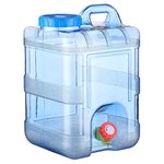 AISEN Camping Water Bucket, 15L Portable Outdoor Water Bucket with Tap, Plastic Travel Water Storage Container with Handle, BPA-Free Cube Water Carry Tank for Car, Home, Hiking, Emergency