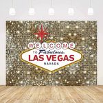 ABLIN 8x6ft Casino Theme Birthday Party Backdrop Decorations Poker Welcome to Fabulous Las Vegas Gold Background Casino Night Dress-up Party Decor Banner Props Supplies