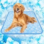 Rywell Thermochromic Dog Cooling Mat, Arc-Chil Pet Cooling Mat Pad for Dog X-Large 80x110CM [Q-max＞0.5] Chew-Resistant Non-slip Reusable Absorbent Dog Cooling Mat for Summer Kennel Crate Travel, Blue