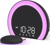 ANJANK Super Loud Alarm Clock with Wireless Bed Shaker, Vibrating Dual Alarm with Light Wake Up for Heavy Sleepers & Hearing Impaired, 9-Color Night Light, 8 Sounds, 0-100% Dimmer, USB Charger