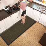 Waterproof Runner Rug for Kitchen Floor - Brown, 60 x 180 cm - Heavy Duty Waterproof PVC Backing Dirt Grabber Entrance Welcome Carpet Mat