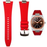 Strapseeker Waffle Tissot PRX FKM Rubber Watch Band for - Compatible with Tissot PRX 80 Automatic 40mm - Quick-Release with Metal Adaptor - 12mm - Watch Bands for Men & Women (Red, 12mm)