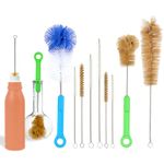 Bottle Brush Cleaner, Straw Cleaning Brushes, Pipe Tube Washer, Set of 9, Long, Small, Extra Narrow, Reusable, Flexible, Scrub Clean Water Bottles, Hydro Flask, Glass, Plastic Tumbler | Houseables