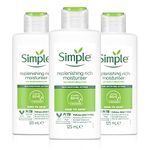 Simple Kind to Skin Replenishing Rich Moisturizer with Skin Smoothing Active for 12 Hours Hydration & Moisturization 125ml, Pack of 3