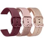 YILED Silicone Watch Bands Quick Release 20mm 22mm, Soft Sport Waterproof Replacement Watch Strap for Women Men (20mm, Wine Red+Rose Gold+Shine Rose Gold)