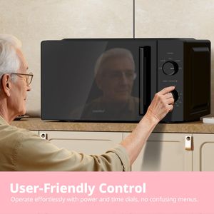 COMFEE' 20L Compact Microwave, 700W Black – Manual, Inverter, Quick Defrost