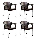 Cello Metallo Cafeteria Set of 4 Chairs (Brown)