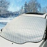 Windshield Snow Cover, Car Windshield Snow Ice Cover Magnets, 4 Layers Thick Windshield Protector from Snow Ice Frost Sun, Fit for Most Cars, SUVs, MPVs, Pick-up Trucks and Vans