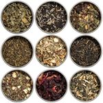 Heavenly Tea Leaves Organic Wellness Tea Sampler (Approx. 90 Servings of Tea), 9 Assorted Loose Leaf Teas & Herbal Tisanes - Great Hot or Iced, Gift Variety Pack, High & No Caffeine Teas, Health & Immunity