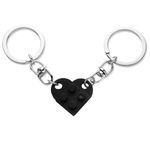 Best Friend Heart Keychain and Red Jewelry Box, Matching Brick Key Chain Ring Set Basic Heart Keychain for Boyfriend Girlfriend Friendship Valentine's Day(black)