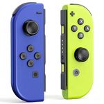 Smanettew Controllers Compatible with Nintendo Switch, Wireless Switch Controllers Left and Right Support Vibration/6-Axis Gyroscope/Screenshot and Wake-up Function (Blue and Yellow)