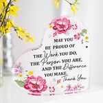 4”X 4”X 0.6” May You Gifts Heart Shape Acrylic Office Keepsake Paperweight Work Gift for Women Men Retirement Leader Mentor Farewell Teacher Ornaments Plaque Nurse Appreciation Girl Birthday