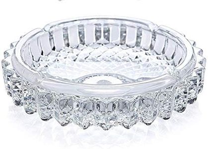Crystal Cigar and Cigarette Heavy Glass Tabletop Ashtray, Glass Ash Tray, Round Tabletop, Glass Ashtray
