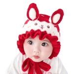 Baby Winter caps Unisex Beanie fit for 6 Months to 3 Years Old Toddler Baby Woolen Winter Caps for Kids Boy's and Girl's Free Size (Red)