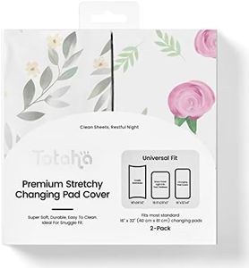 TotAha Premium Stretchy Changing Pad Covers (2-Pack)-Hypoallergenic, Silky Comfort, Buttery Soft, Calming Effect, All-Season Jersey-Knit 32'' X 16'' X 5'' Deep Pocket (Pink Buds & Green Leaves)
