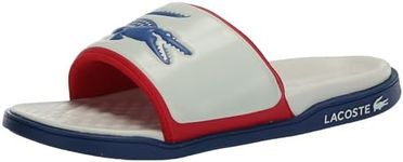 Lacoste Men's Serve Slide Dual 1241cma Sandal, Off Wht/Blu/Red, 11