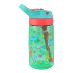 Smily Kiddos Sipper Bottle Flip Plastic Drink Bottle 450 ml - Dino Theme Green| Anti-Leak| cap lock design| Water Bottle for Kids and Toddlers|