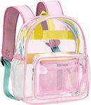 BYXEPA Clear Mini Backpack Stadium Approved TPU 12X12X6 Heavy Duty Transparent Backpacks Book Bag with Reinforced Strap for Teens Girls Women Concerts, Sporting Event, Work, School, Security-Pink