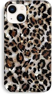 J.west Case Compatible with iPhone 14 Case,Luxury Sparkle Translucent Clear Vintage Leopard Print Soft Silicone Cover for Girls Women Protective Phone Case for iPhone 14 6.1 inch Cheetah