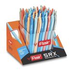 Flair Srx Retractable Ball Pen Stand | Tip Size 0.7 mm | Triangular Grip For Better Hold | Light Weight Refillable Ball Pen | Vibrant Solid Body Colours | Blue Ink, Stand Set Of 50 Pens