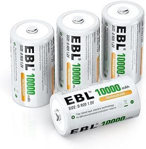 EBL D Batterie Ricaricabili ad Alta Capacità da 10000mAh 1.2V Ni-MH, D Torcia D HR20 Mono con Auto-Scarica Bassa, Confezione da 4 pezzi
